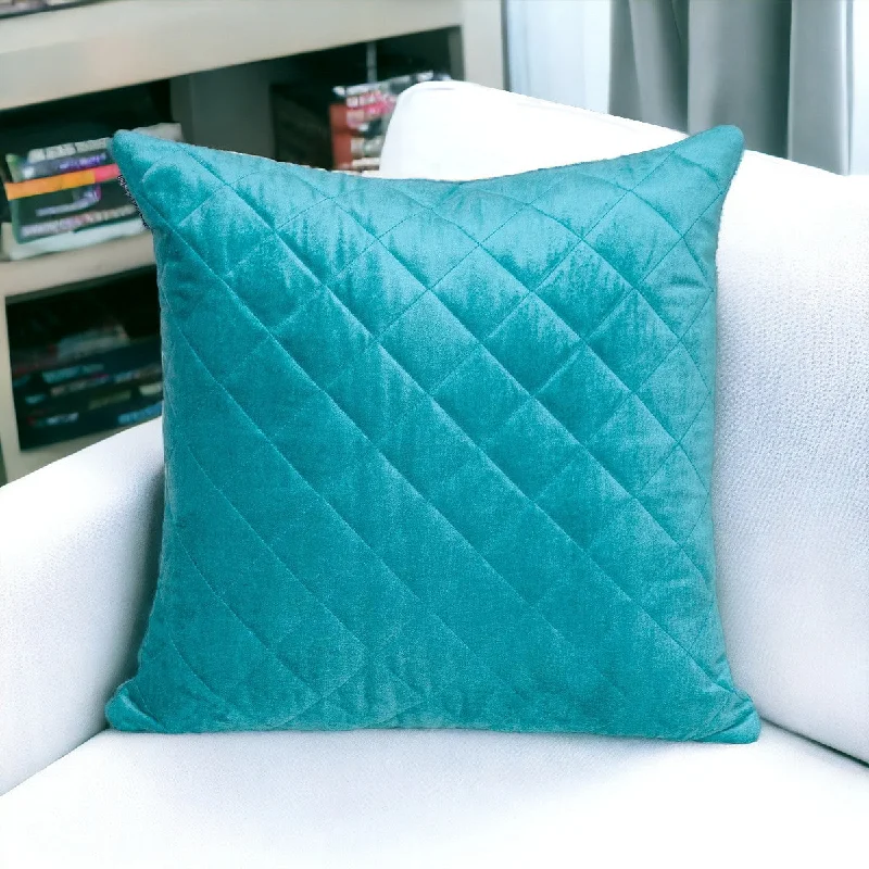 Big Deal Tufted Diamond Aqua Transitional Square Pillow