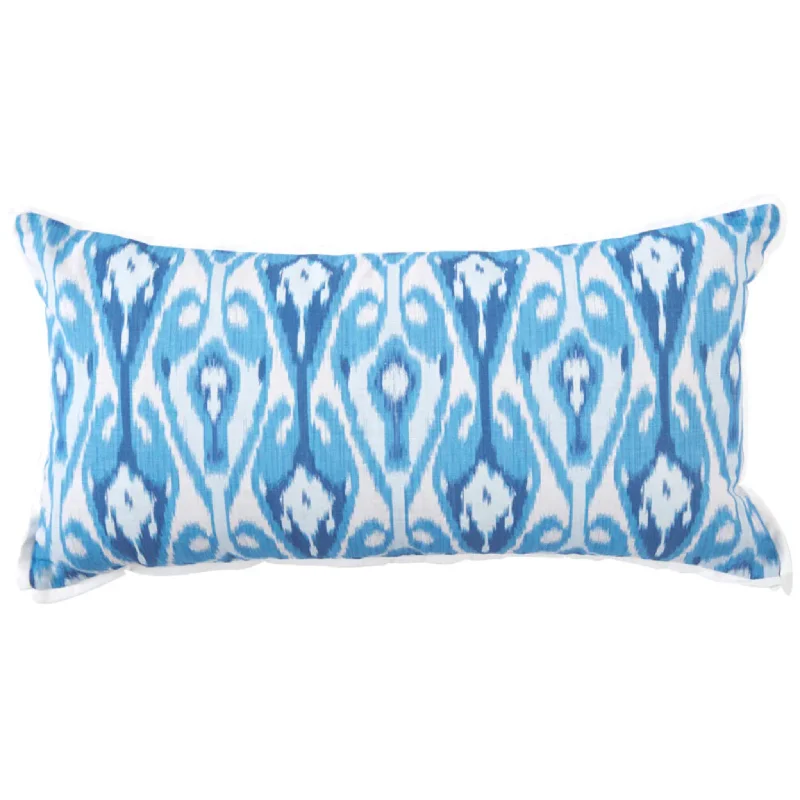 Uzbek Periwinkle Lumbar Decorative Throw Pillow With Butterfly Corners