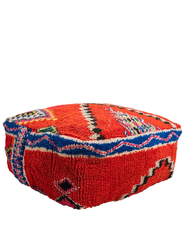 Vintage Boujad Pouf - Vibrant Symbols