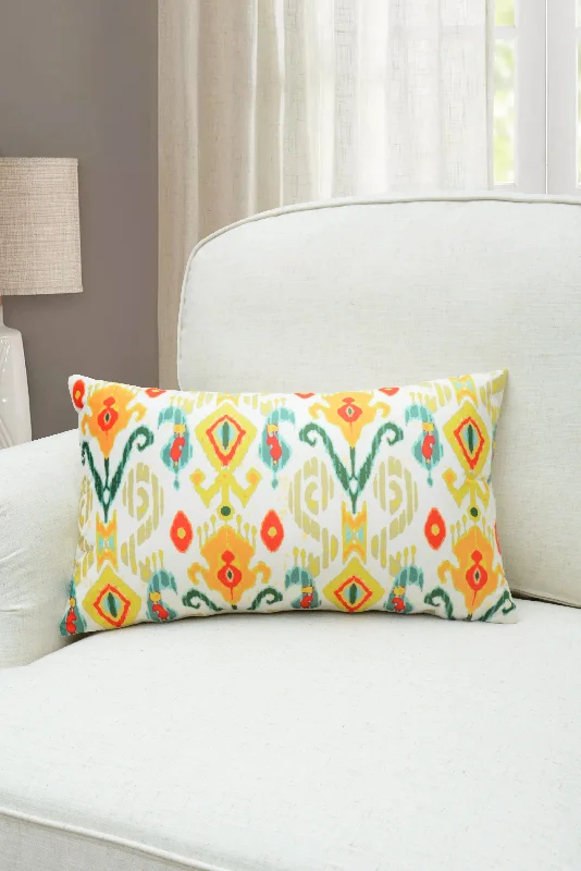 Yellow Ikat Motif Lumbar Pillow